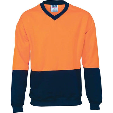 Dnc Workwear Hi-vis Two-tone Fleecy V-neck Sweatshirt (Sloppy Joe) - 3822 Metro Workwear.