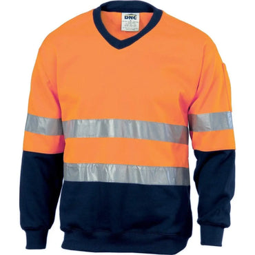 Dnc Workwear Hi-vis Two-tone V-neck Sweatshirt (Sloppy Joe) With Generic R/tape - 3921 Metro Workwear.