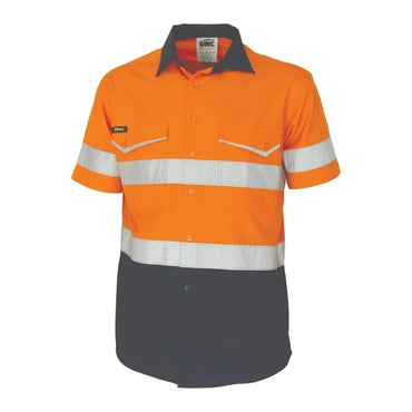Dnc Workwear Two-tone Ripstop Cotton Short Sleeve Shirt With Csr Reflective Tape - 3587 Metro Workwear.