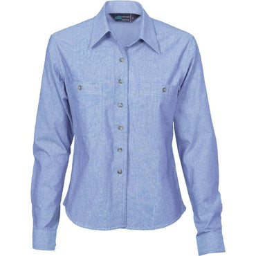 Dnc Workwear Women’s Cotton Chambray Shirt - Long Sleeve - 4106 Metro Workwear.