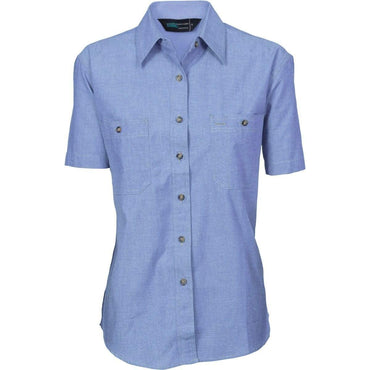 DNC WORKWEAR Women’s Cotton Chambray Shirt - Short Sleeve - 4105 Metro Workwear.