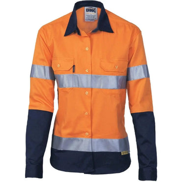 Dnc Workwear Women’s Hi-vis Two-tone Drill Long Sleeve Shirt With 3m Reflective Tape - 3936 Metro Workwear.