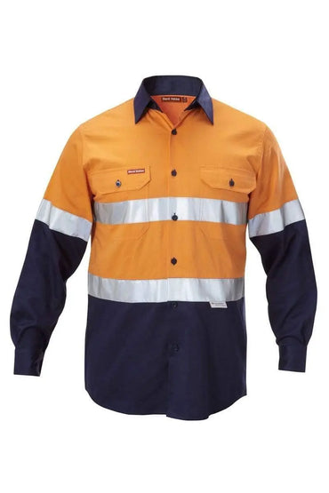 Hard Yakka Two Toned Reflective Taped Shirt Y07990 Metro Workwear.