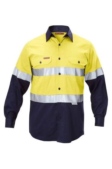 Hard Yakka Long Sleeve Two Toned Reflective Taped Shirt Y07990