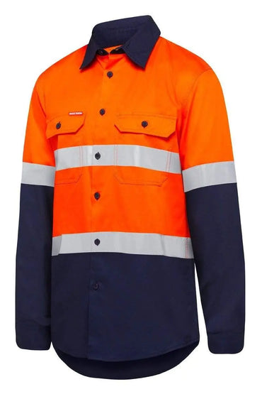 Hard Yakka Two Toned Taped Vented Reflective Work Shirt Y07940 Metro Workwear.