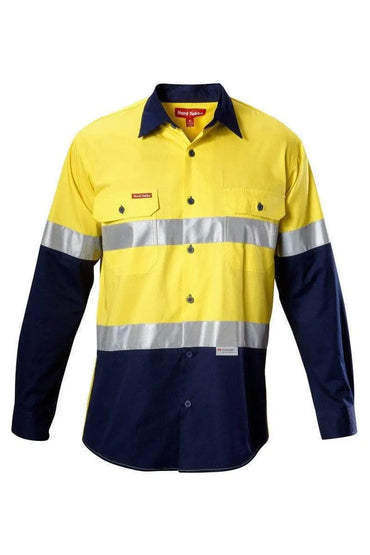 Hard Yakka Long Sleeve Two Toned Reflective Vented Hi Vis Shirt Y07978