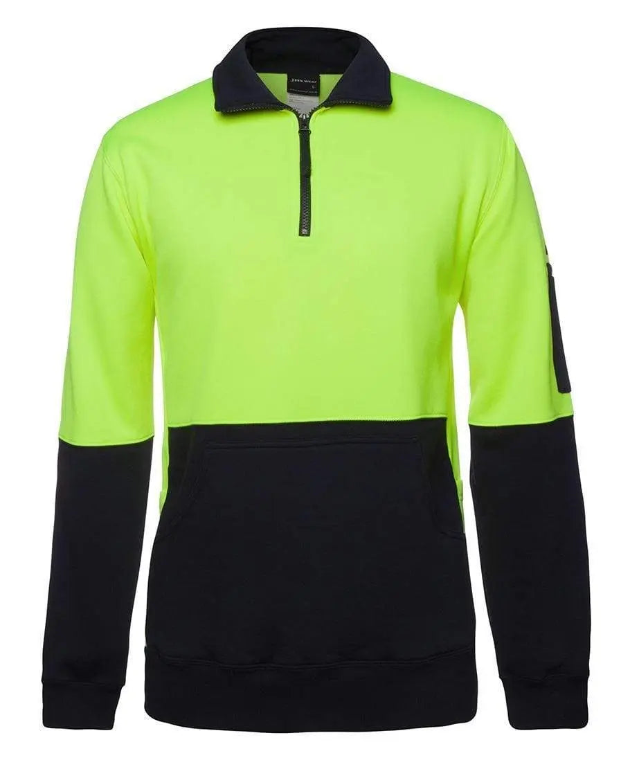 JB'S Hi-Vis 1/2 Zip Fleece Sweat 6HVPZ Metro Workwear.
