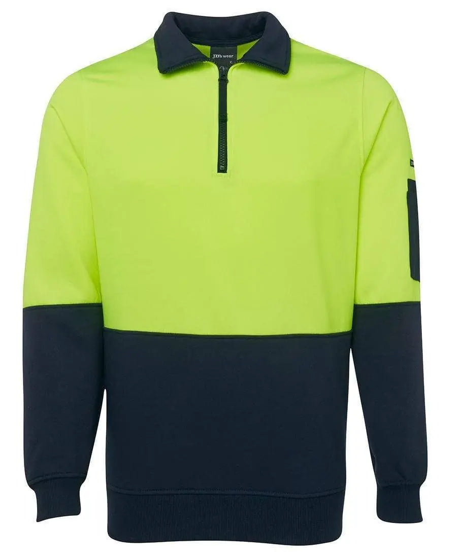 JB'S Hi-Vis 1/2 Zip Fleecy Sweatshirt 6HVFH Metro Workwear.