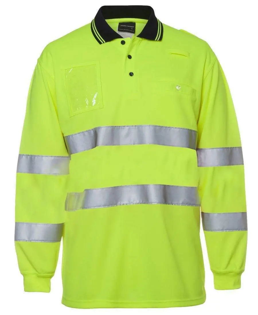 JB'S Hi-Vis Bio Motion Long Sleeve Polo with 3M tape 6QTDP Metro Workwear.