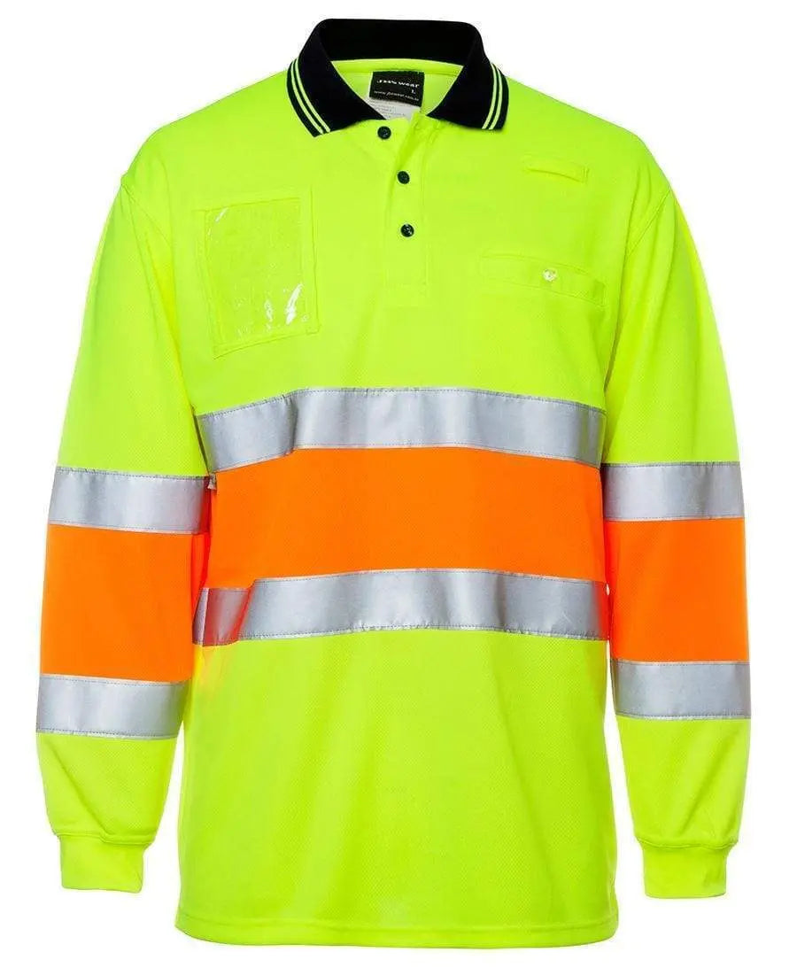 JB'S Hi-Vis Bio Motion Long Sleeve Polo with 3M tape 6QTDP Metro Workwear.