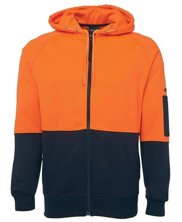 JB'S Hi-Vis Full Zip Fleecy Hoodie 6HVH Metro Workwear.