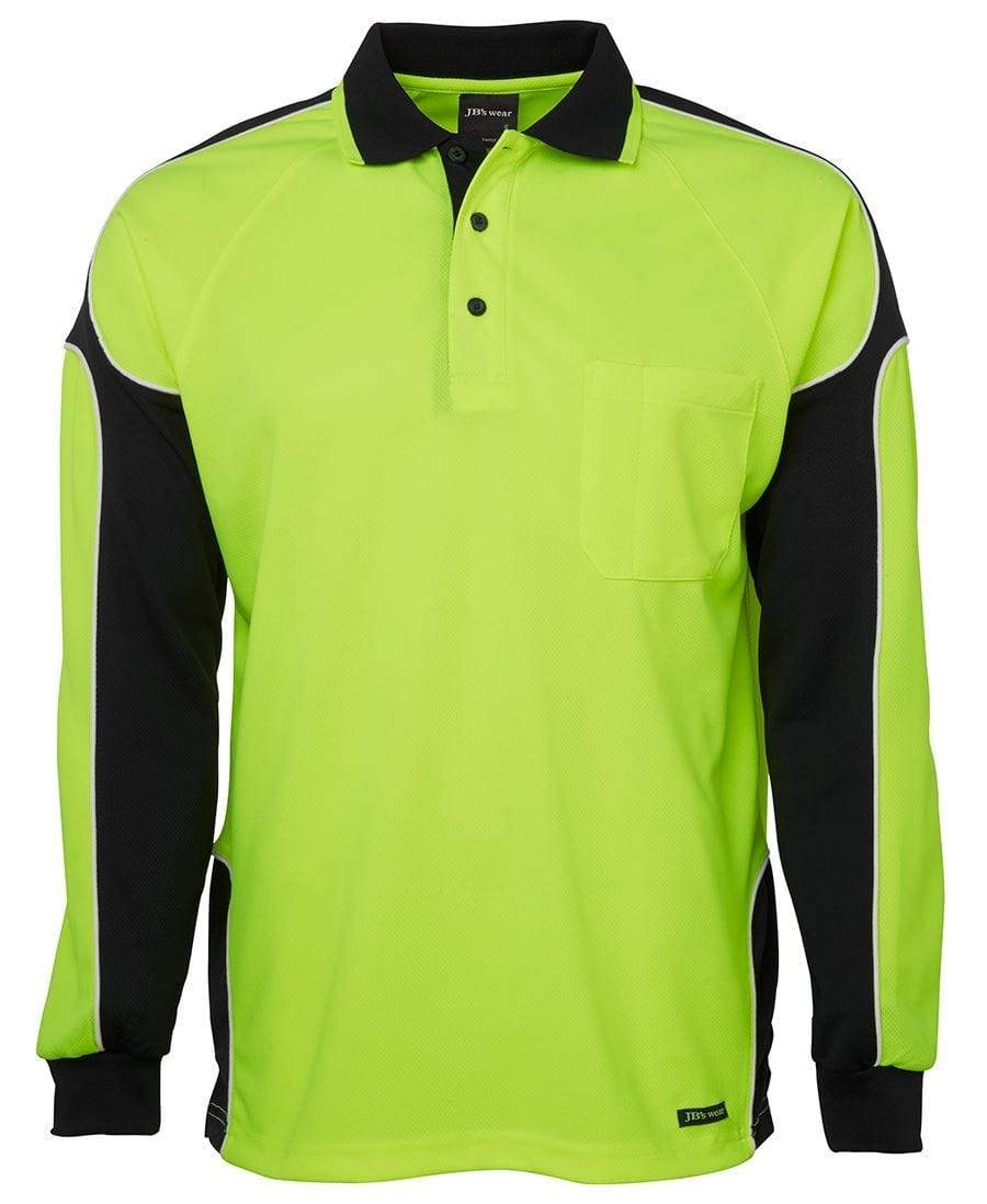 JB'S Hi-Vis Long Sleeve Arm Panel Polo 6AP4L Metro Workwear.