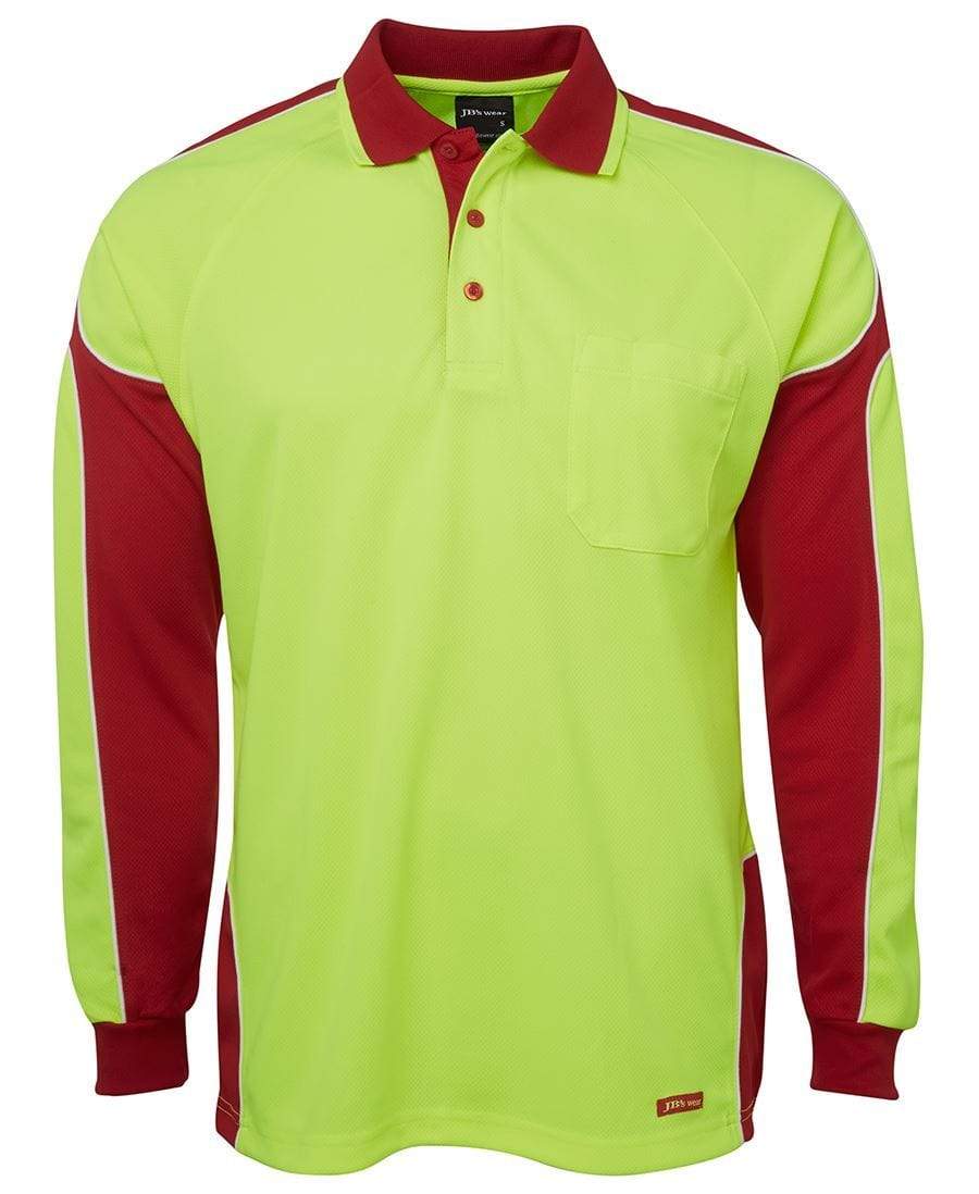 JB'S Hi-Vis Long Sleeve Arm Panel Polo 6AP4L Metro Workwear.
