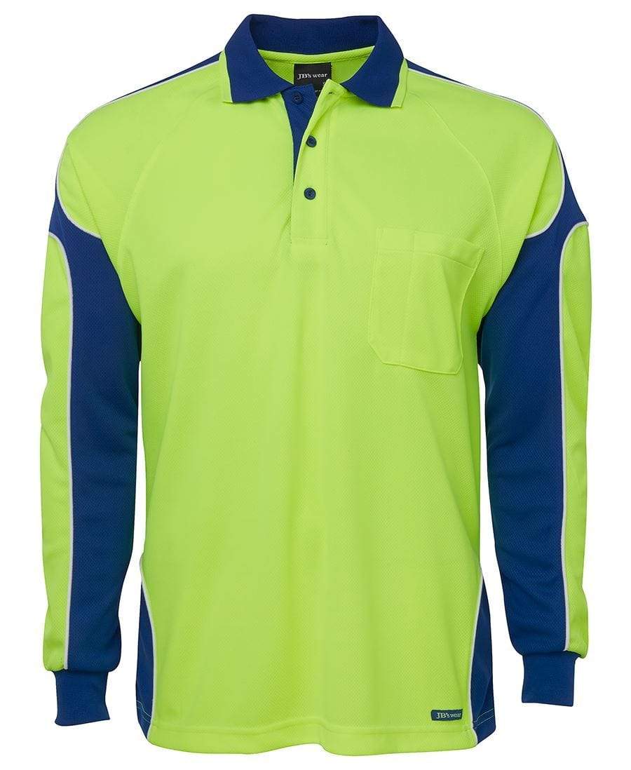 JB'S Hi-Vis Long Sleeve Arm Panel Polo 6AP4L Metro Workwear.