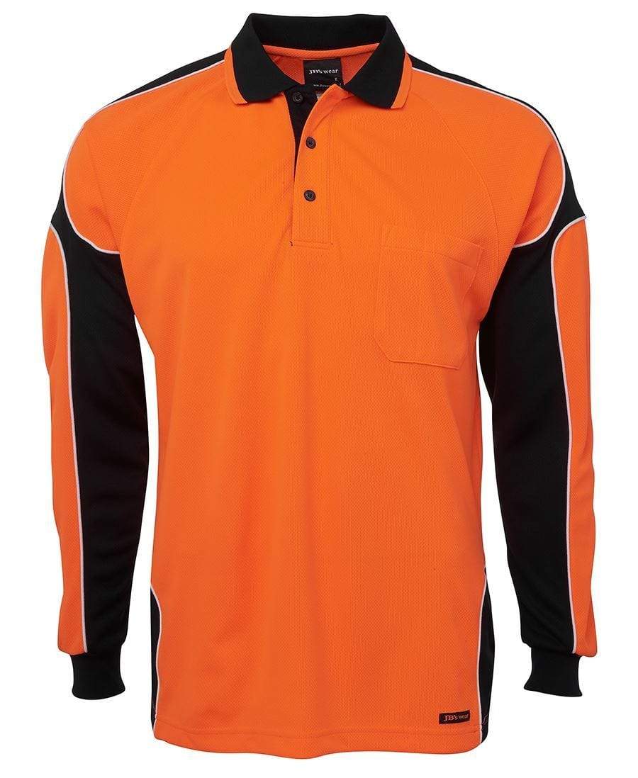 JB'S Hi-Vis Long Sleeve Arm Panel Polo 6AP4L Metro Workwear.