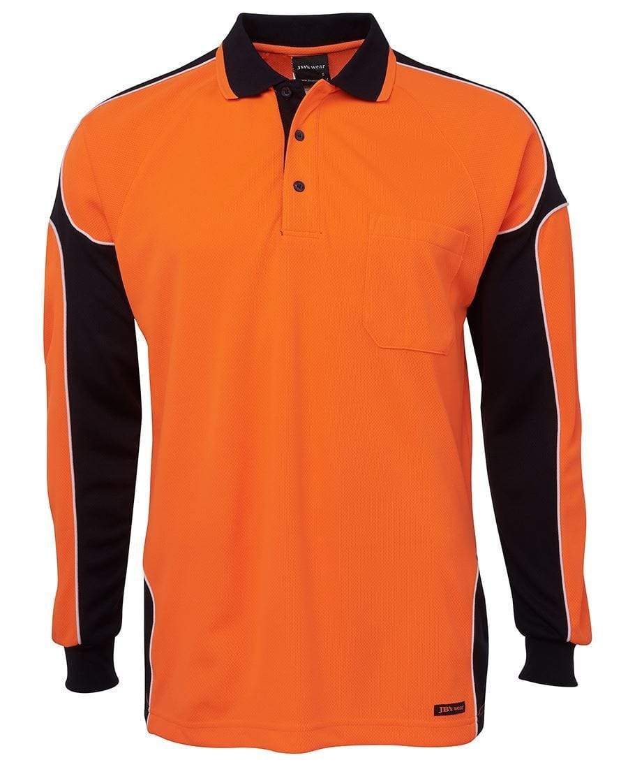 JB'S Hi-Vis Long Sleeve Arm Panel Polo 6AP4L Metro Workwear.