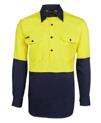 JB'S Hi-Vis Long Sleeve Close Front Shirt 6HVCF Metro Workwear.