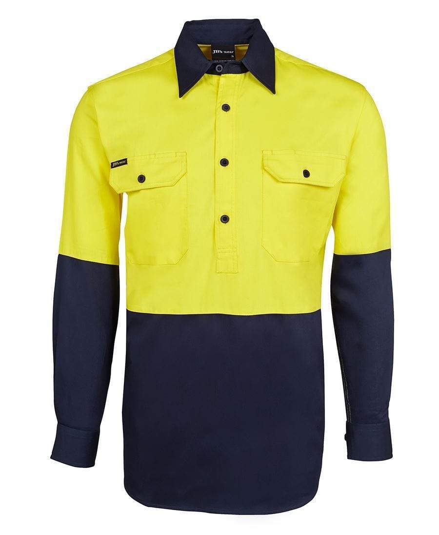 JB'S Hi-Vis Long Sleeve Close Front Shirt 6HVCF Metro Workwear.