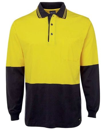 JB'S Hi-Vis Long Sleeve Cotton Polo 6CPHL Metro Workwear.