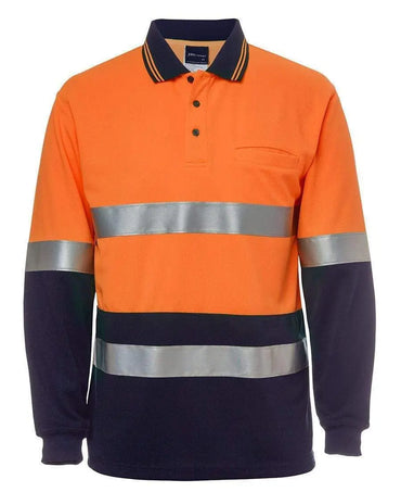 JB'S Hi-Vis Long Sleeve(D+N) Traditional Polo 6HVSL Metro Workwear.
