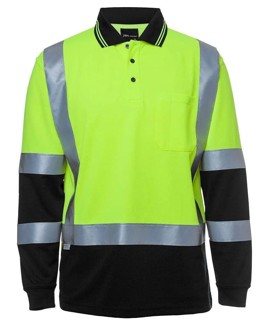 JB'S Hi-Vis Long Sleeve H Pattern Trad Polo 6DHL Metro Workwear.