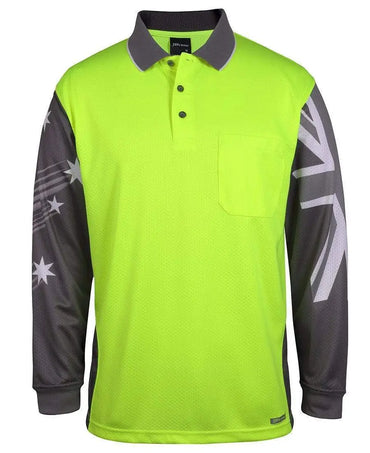 JB's Hi vis long sleeve Southern Cross polo 6HSCL Metro Workwear.
