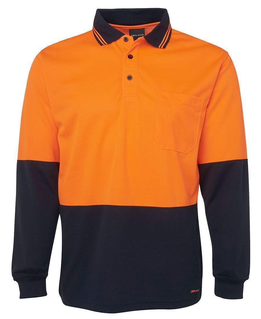 JB'S Hi-Vis Long Sleeve Traditional Polo 6HVPL Metro Workwear.