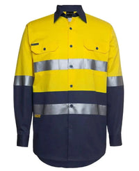 Jb's Wear Work Wear Yellow/Navy / 3XS JB'S Hi-Vis Long Sleeve Work Shirt 6DNWL