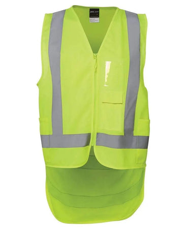 JB'S Hi-Vis Zip Drop Tail H Pattern Vest 6DNDV Metro Workwear.