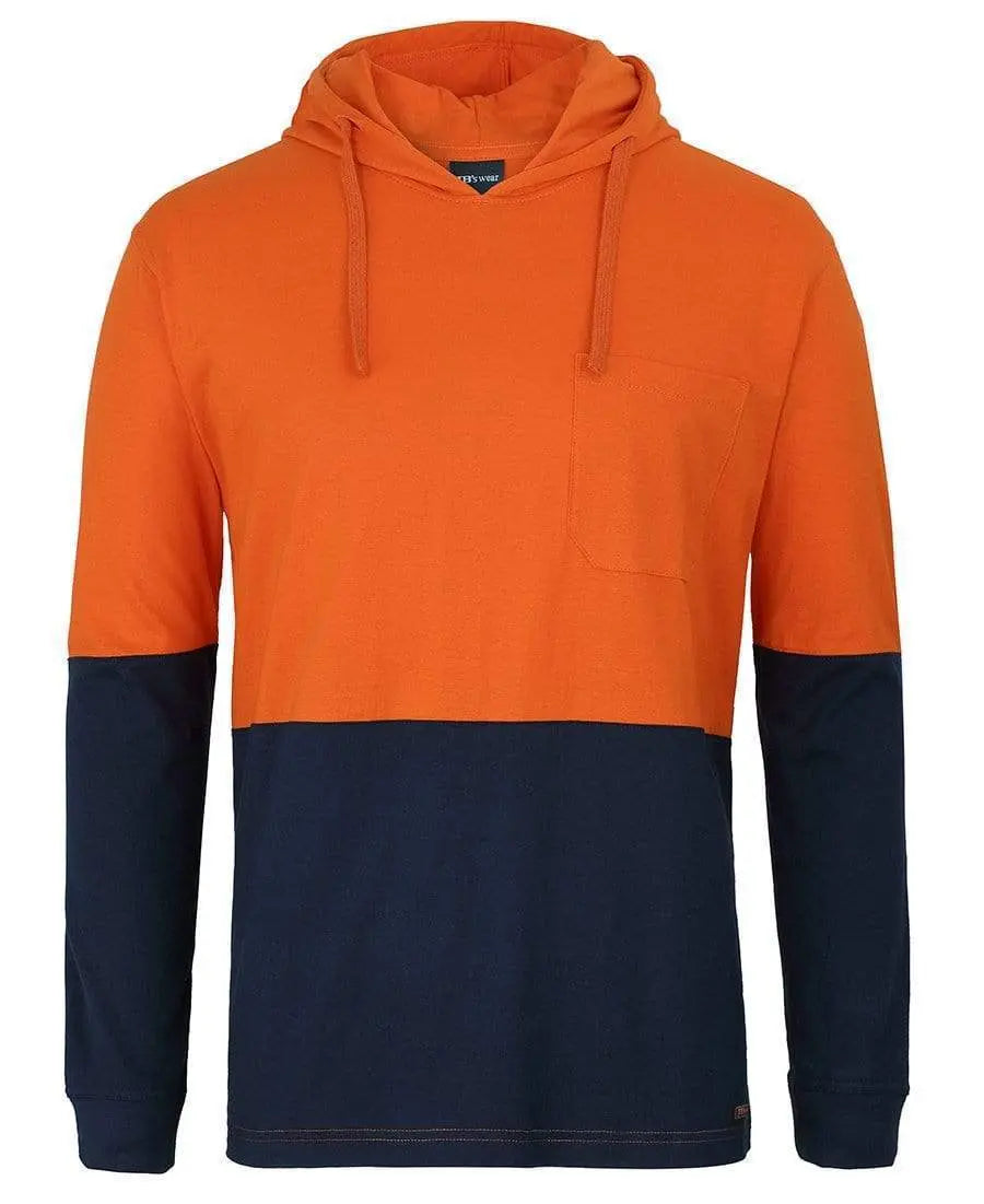 Jb's Hv L/s Cotton Tee With Hood 6HCTL Metro Workwear.