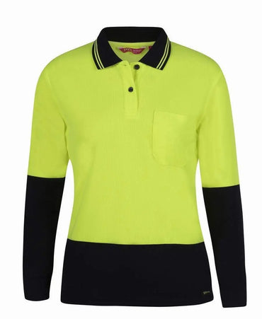 JB'S Women’s Hi Vis Long Sleeve Comfort Polo 6LHCL Metro Workwear.