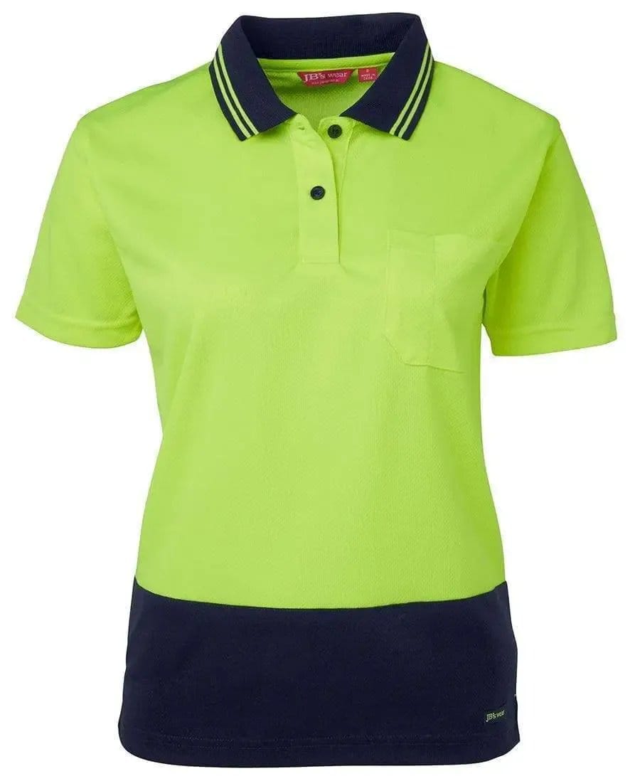 Jb's Women’s Hi-Vis Short Sleeve Comfort Polo 6LHCP in Lime/Navy