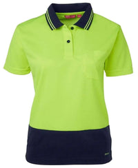 Jb's Women’s Hi-Vis Short Sleeve Comfort Polo 6LHCP in Lime/Navy