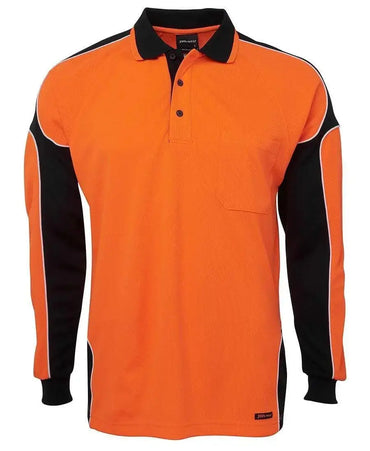 Logo Printed JB'S Hi-Vis Long Sleeve Arm Panel Polo 6AP4L x10