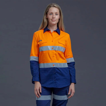 KingGee Workcool Women's Long Sleeve Hi Vis Work Shirt K44544 Metro Workwear.