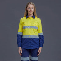 KingGee Workcool Women's Long Sleeve Hi Vis Work Shirt K44544 Metro Workwear.