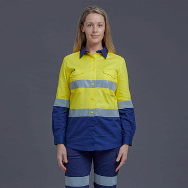 KingGee Workcool Women's Long Sleeve Hi Vis Work Shirt K44544 Metro Workwear.