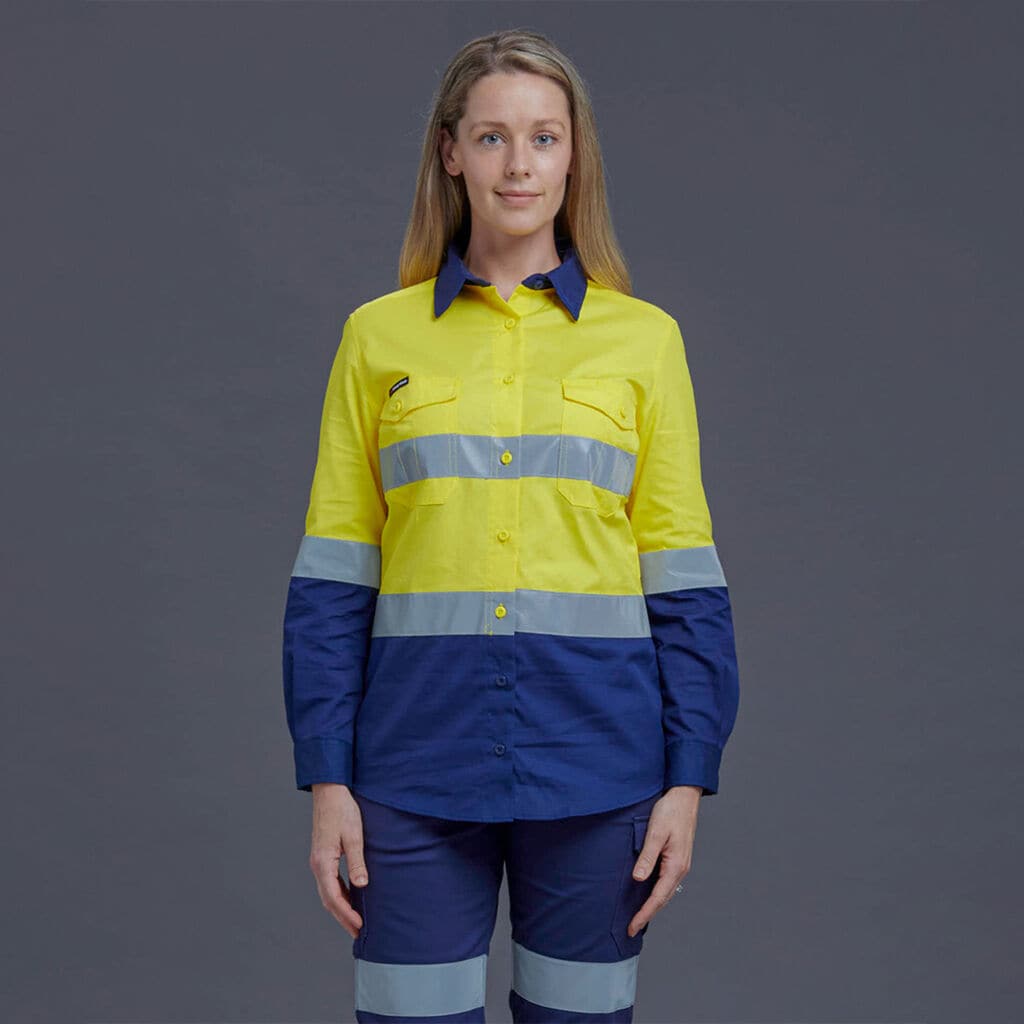KingGee Workcool Women's Long Sleeve Hi Vis Work Shirt K44544 Metro Workwear.
