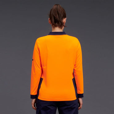 KingGee Women's HyperFreeze Spliced Long Sleeve Work Polo Shirt K44730 Metro Workwear.
