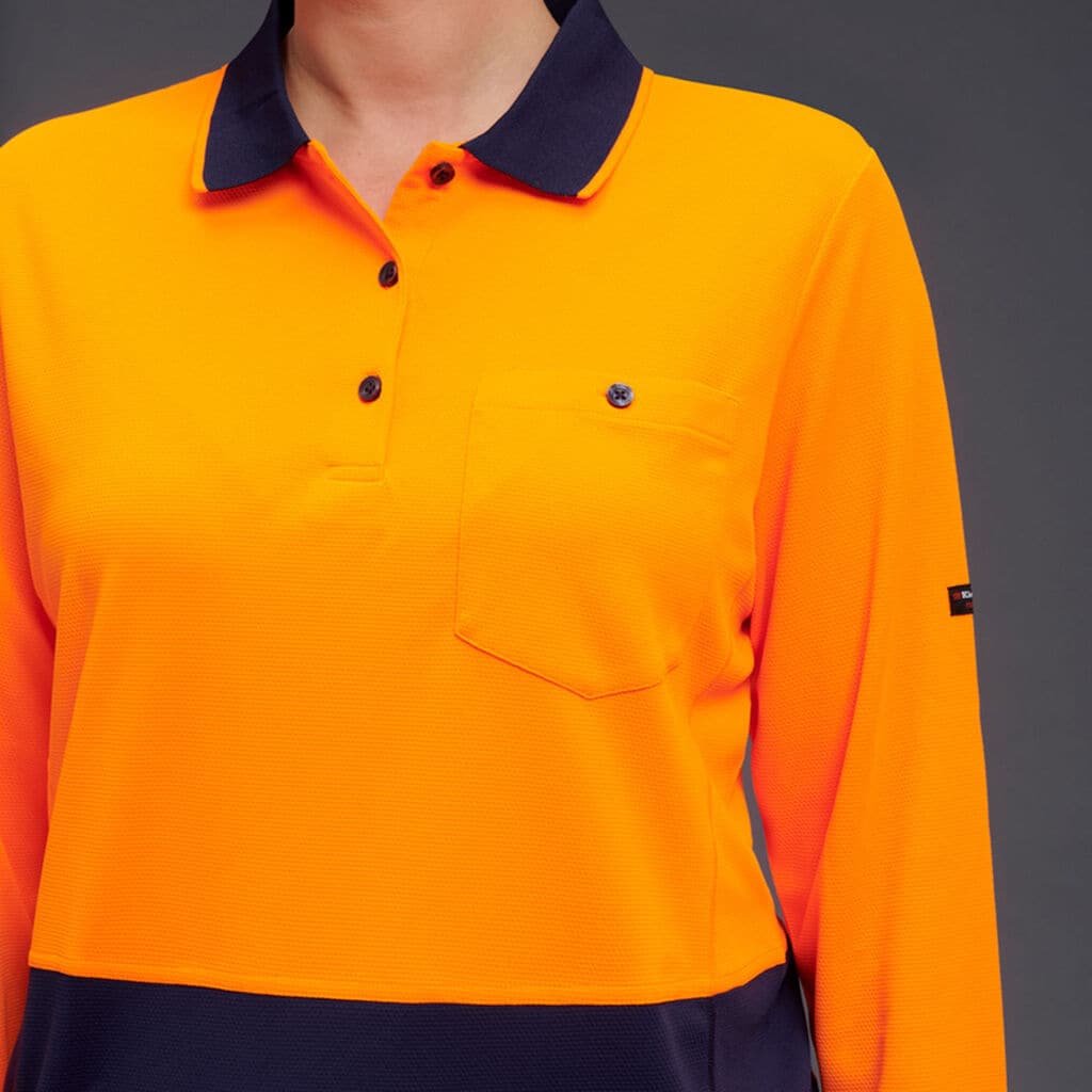 KingGee Women's HyperFreeze Spliced Long Sleeve Work Polo Shirt K44730 Metro Workwear.