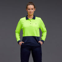 KingGee Women's HyperFreeze Spliced Long Sleeve Work Polo Shirt K44730 Metro Workwear.