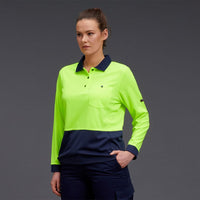 KingGee Women's HyperFreeze Spliced Long Sleeve Work Polo Shirt K44730 Metro Workwear.