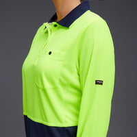 KingGee Women's HyperFreeze Spliced Long Sleeve Work Polo Shirt K44730 Metro Workwear.