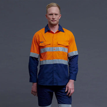 KingGee WorkCool 2 Hi Vis Reflective Long Sleeve Work Shirt K54880 Metro Workwear.