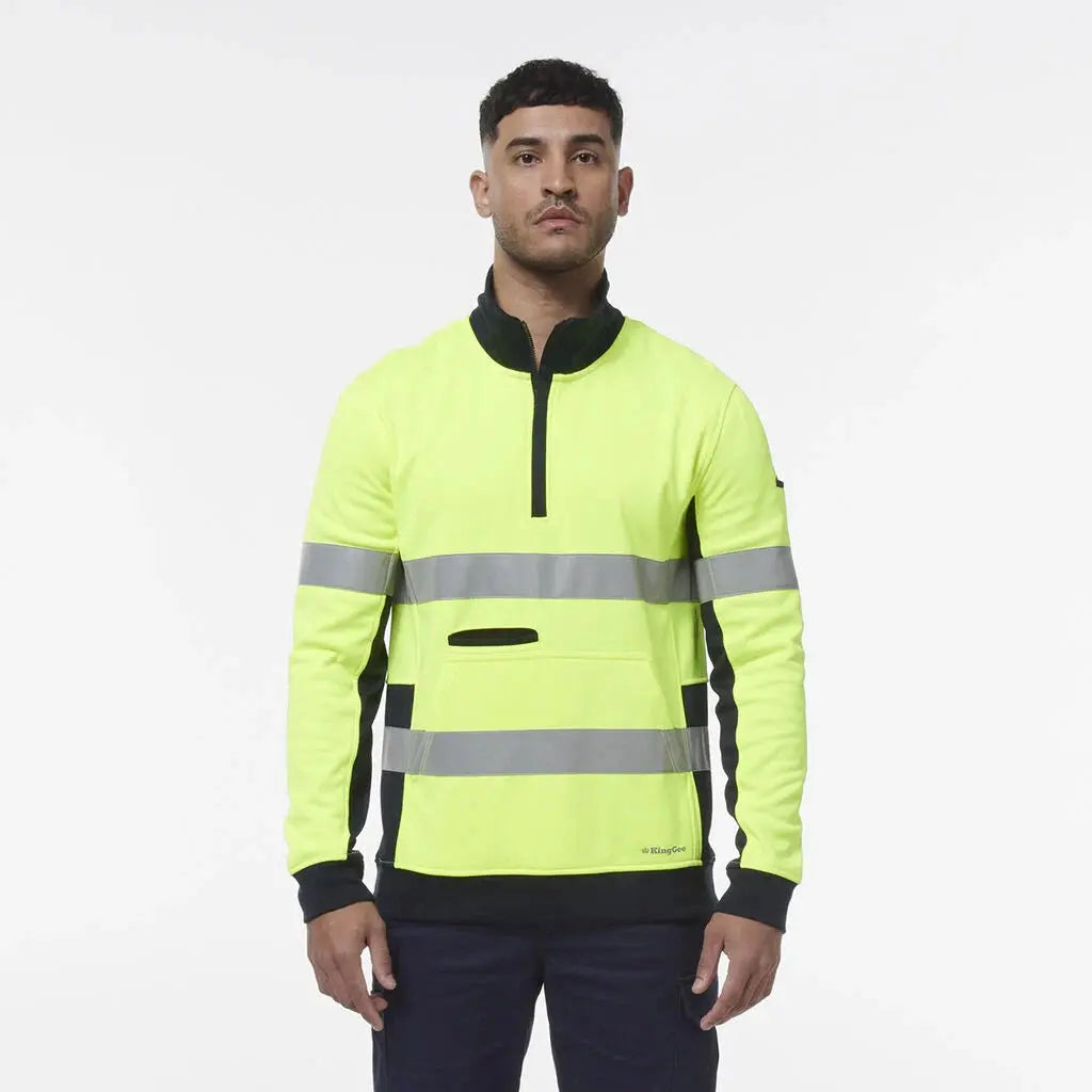 KingGee Hi Vis Spliced 1/4 Zip Taped Fleece K55040 