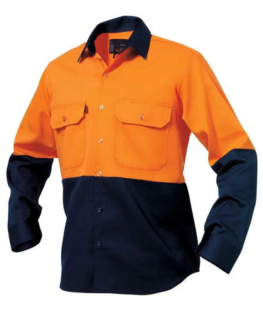 KingGee Hi-Vis Spliced Drill Long Sleeve Work Shirt K54015 Metro Workwear.
