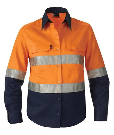 KingGee Women's Reflective Spliced Drill Shirt L/S K44532 Metro Workwear.