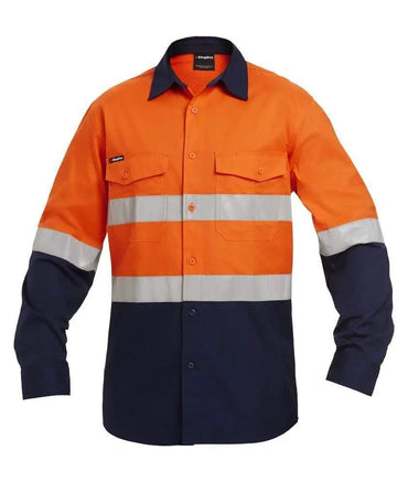 KingGee Long Sleeve Workcool 2 Hi-Vis Reflective Spliced Work Shirt K54880