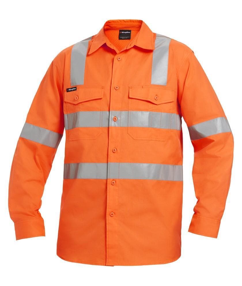 KingGee Workcool 2  Reflective Shirt L/S Cross Pattern K54895 Metro Workwear.