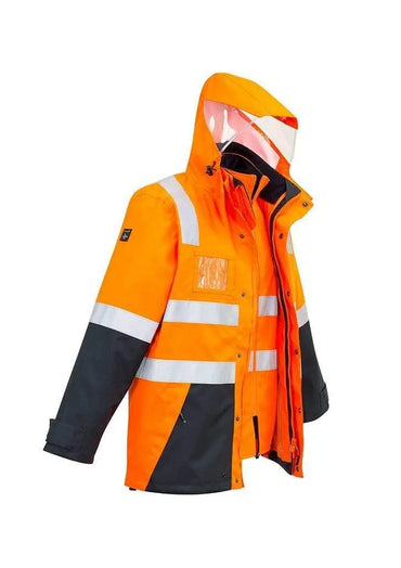 SYZMIK Men’s Hi Vis 4 In 1 Waterproof Jacket ZJ532 Metro Workwear.